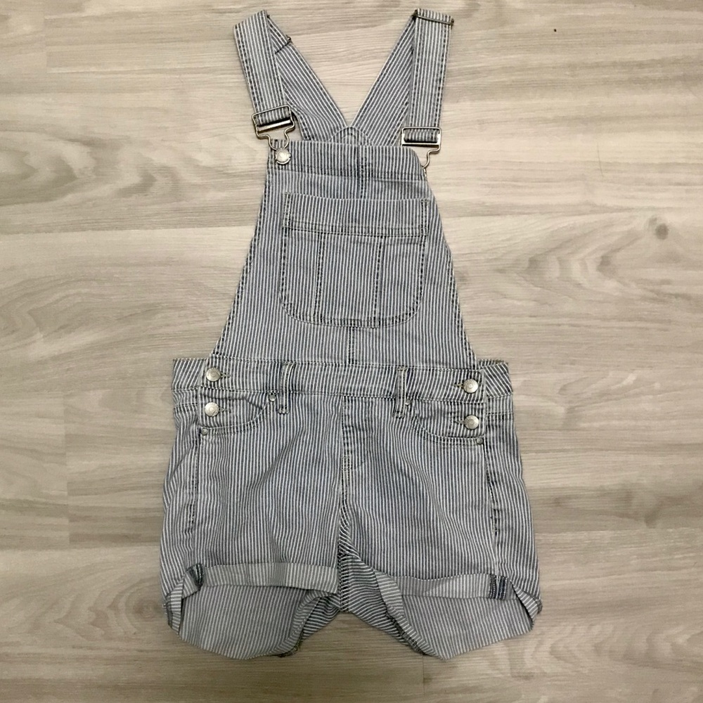 🔥SALE🔥 Blue Spice Blue & White Stripe Short Overalls
